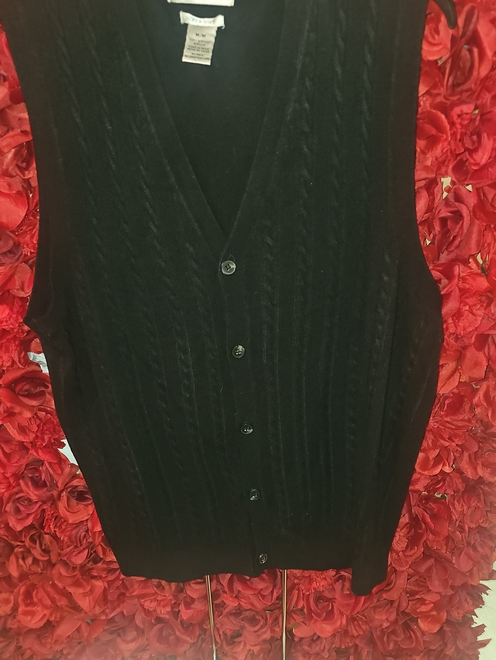 Geoffrey Beene Black Knit Super Soft Vest Size Medium